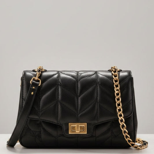 Gul Posh Luxe Quilted Leather Chain Shoulder Bag