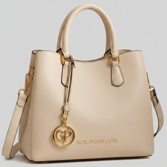Gul Posh Luxe Ivory Elegance Leather Tote Bag
