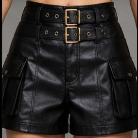 Gulposh Industries Dual-Belted Leather Cargo Shorts