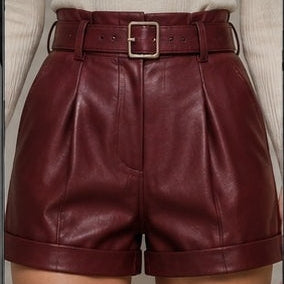 Gulposh Industries Belted Paperbag Leather Shorts