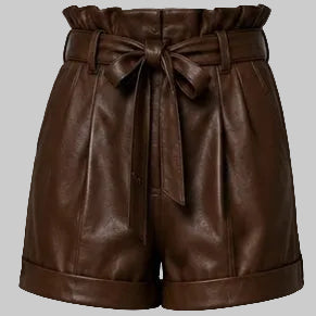 Gulposh Industries Bow-Tied Paperbag Leather Shorts