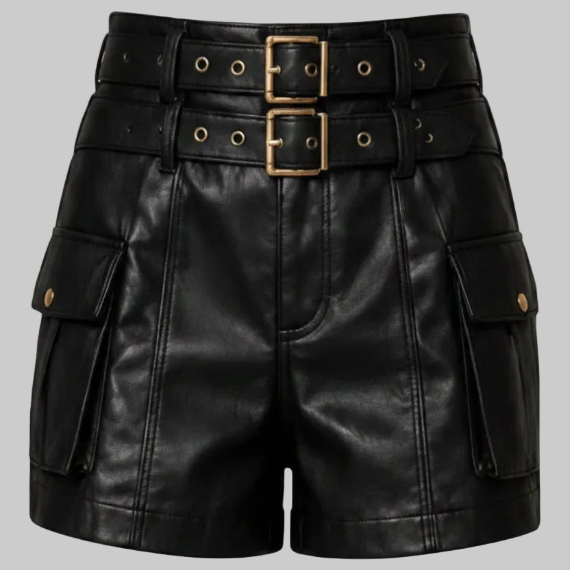 Gulposh Industries Dual-Belted Leather Cargo Shorts