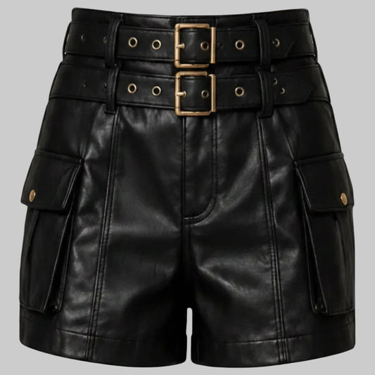 Gulposh Industries Dual-Belted Leather Cargo Shorts