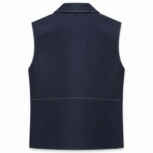 Men's Shawl-Collar Suede Vest (Open-Front Drape Waistcoat)