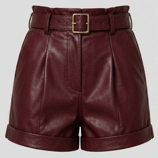 Gulposh Industries Belted Paperbag Leather Shorts