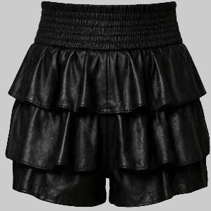 Gulposh Industries Tiered Ruffle Leather Skort / Shorts