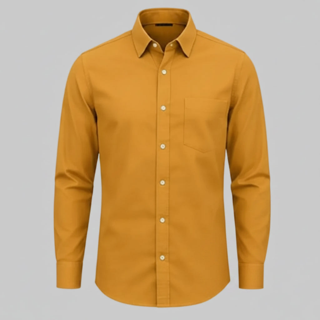 Men’s Mustard Yellow Solid Casual Shirt