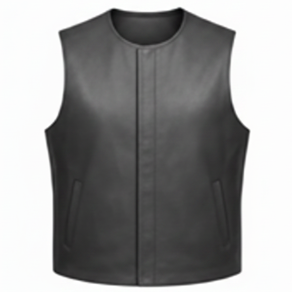 Men's Collarless Leather Club Vest (Sons of Anarchy Style)