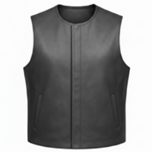 Men's Collarless Leather Club Vest (Sons of Anarchy Style)