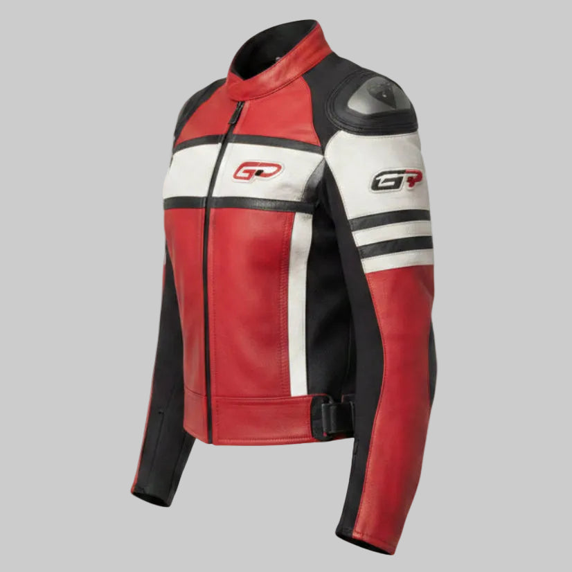 GP Leather Jacket (Red / White / Black)