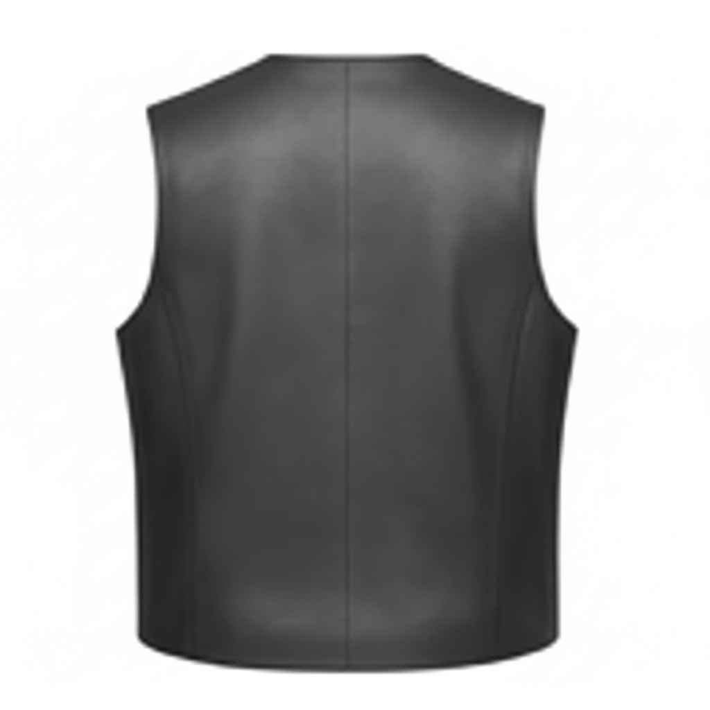 Men's Collarless Leather Club Vest (Sons of Anarchy Style)
