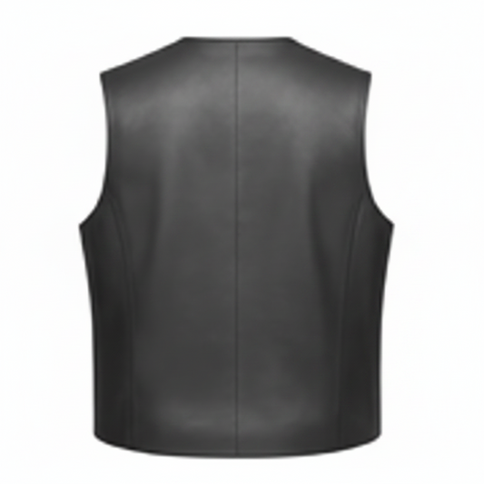 Men's Collarless Leather Club Vest (Sons of Anarchy Style)