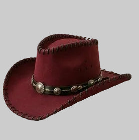 Gulposh Industries Sedona Maroon Suede Braided-Edge Cowboy Hat
