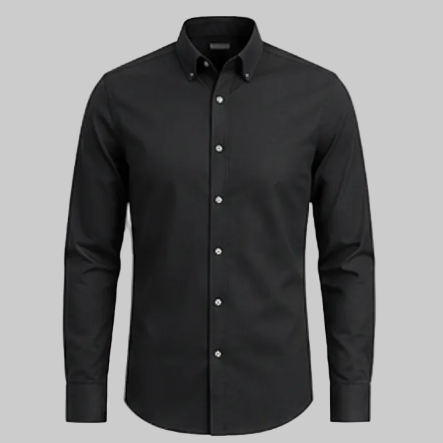 Men’s Classic Black Oxford Button-Down Shirt