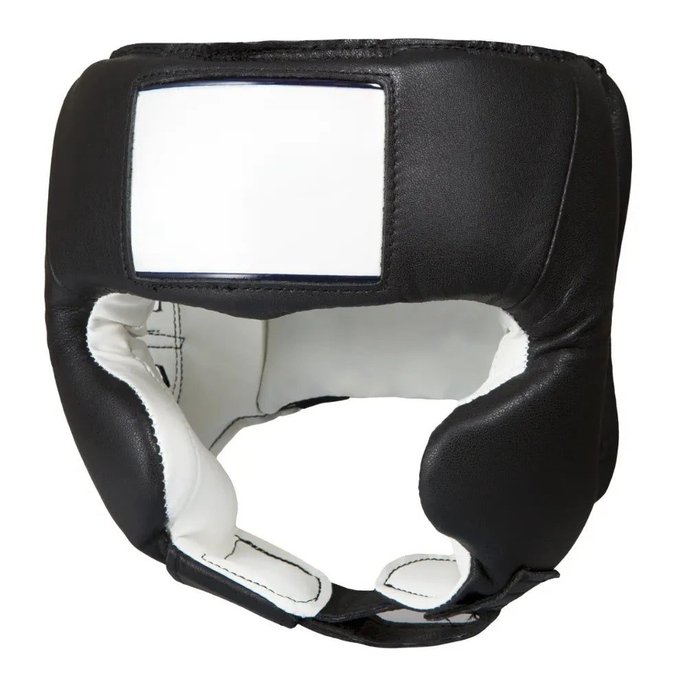 Gulposh Luxe Classic Full-Face Sparring Head Guard (Matte Black & White Contour Edition)