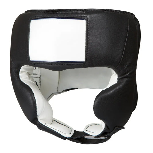 Gulposh Luxe Classic Full-Face Sparring Head Guard (Matte Black & White Contour Edition)