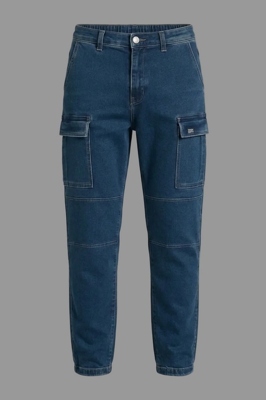 Gulposh Luxe Indigo Maverick Denim Cargo Joggers