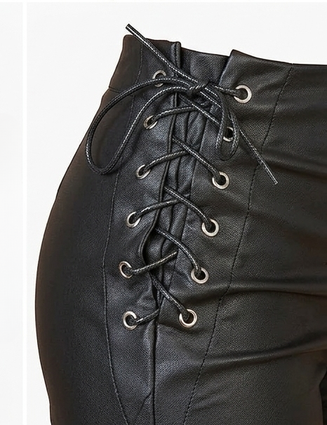 Vixen Side-Lace Faux-Leather Booty Shorts