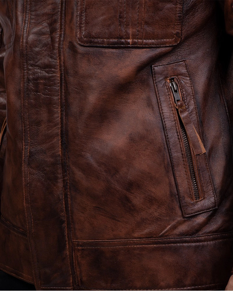 Men's "Rustik" Distressed Vintage Biker Leather Jacket