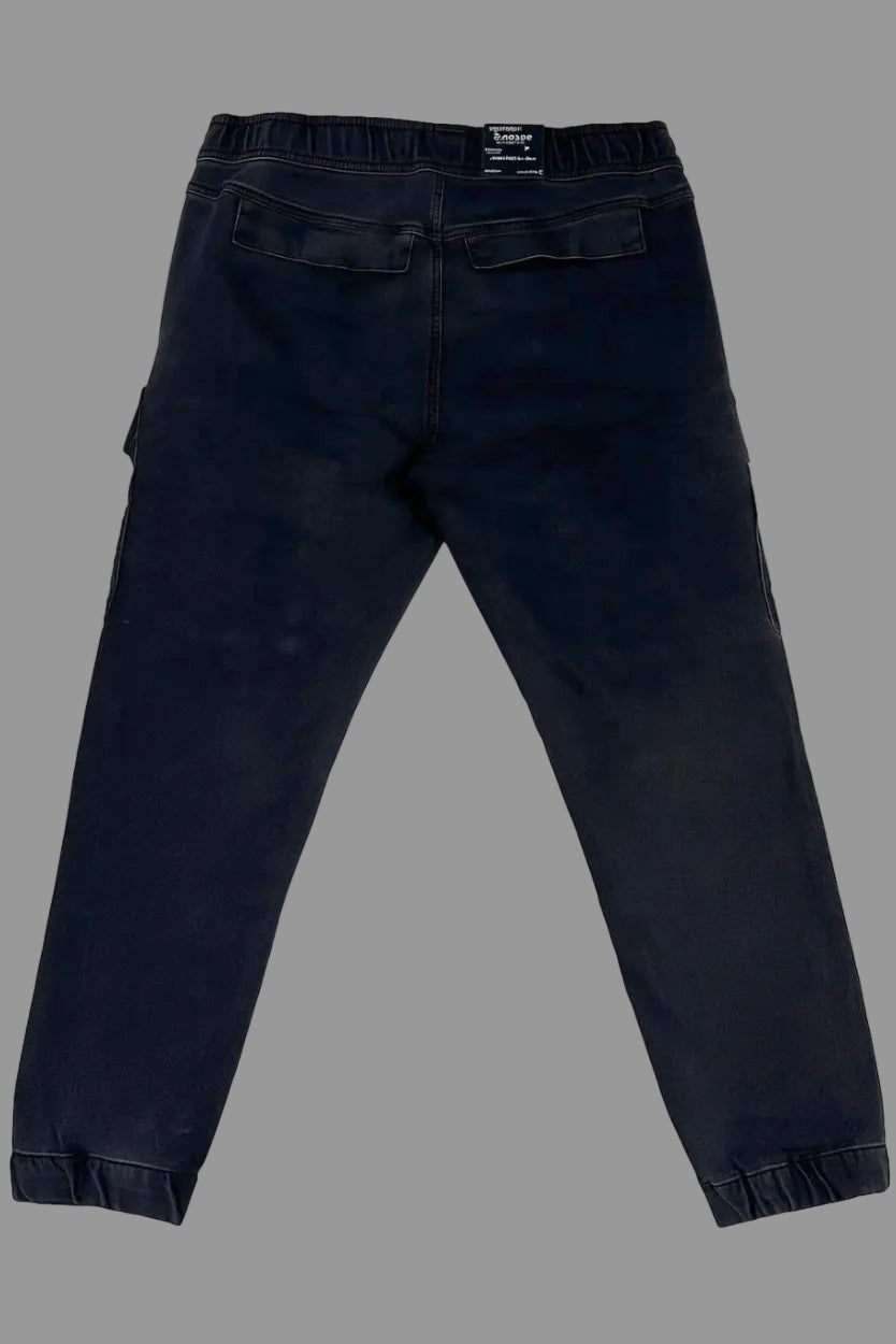 Gulposh Luxe Phantom Washed Denim Cargo Joggers