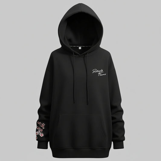 Butterfly Flowers Embroidered Hoodie
