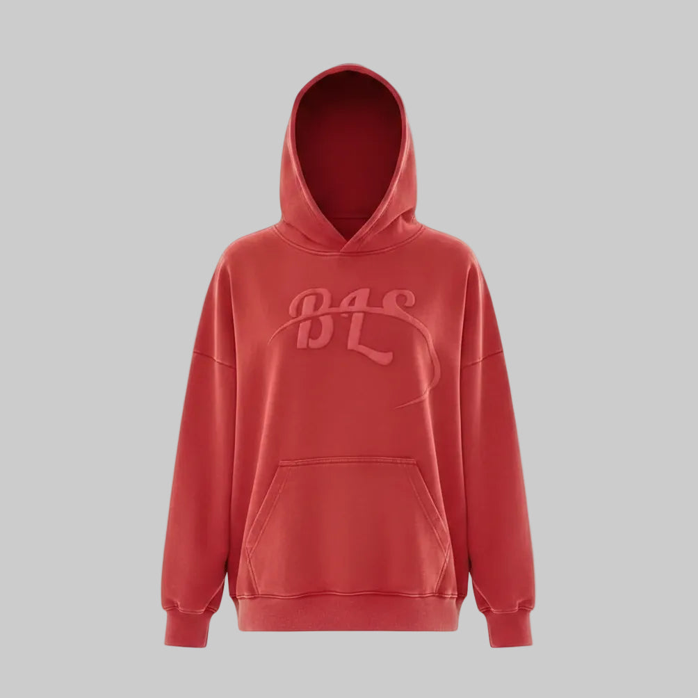 "BL" Signature Acid-Wash Embossed Hoodie