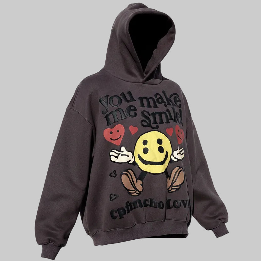 "You Make Me Smile" Oversized Graphic Hoodie