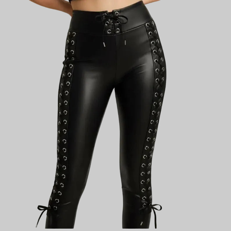 Gulposh Luxe "Vixen" Lace-Up Leather Leggings