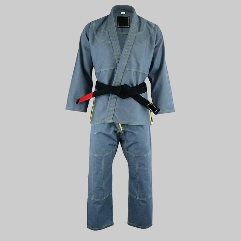 Premium Blank Pearl Weave Brazilian Jiu-Jitsu (BJJ) Gi  Steel Blue / Contrast Stitch Edition