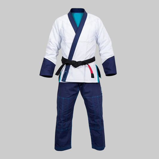 Multi-Color Premium Competition BJJ Gi (White/Navy/Teal Accent Edition)