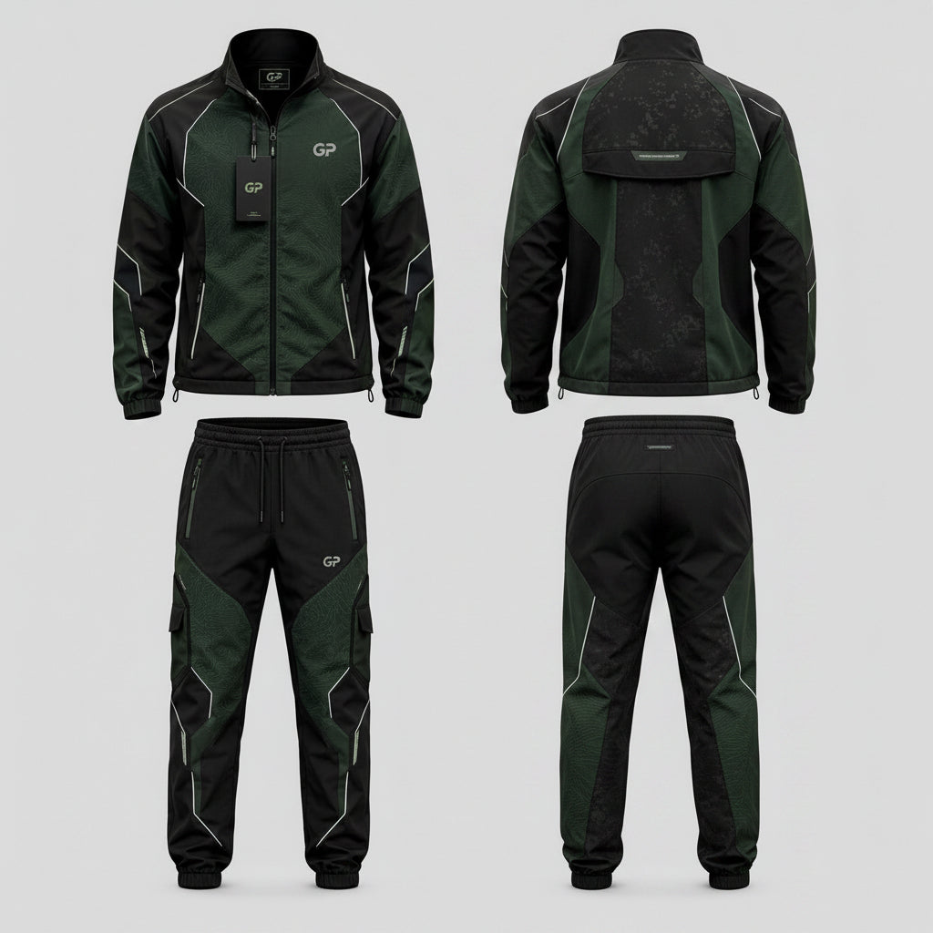 Gulposh Luxe Tactical Pro Performance Tracksuit (Olive Green & Black)