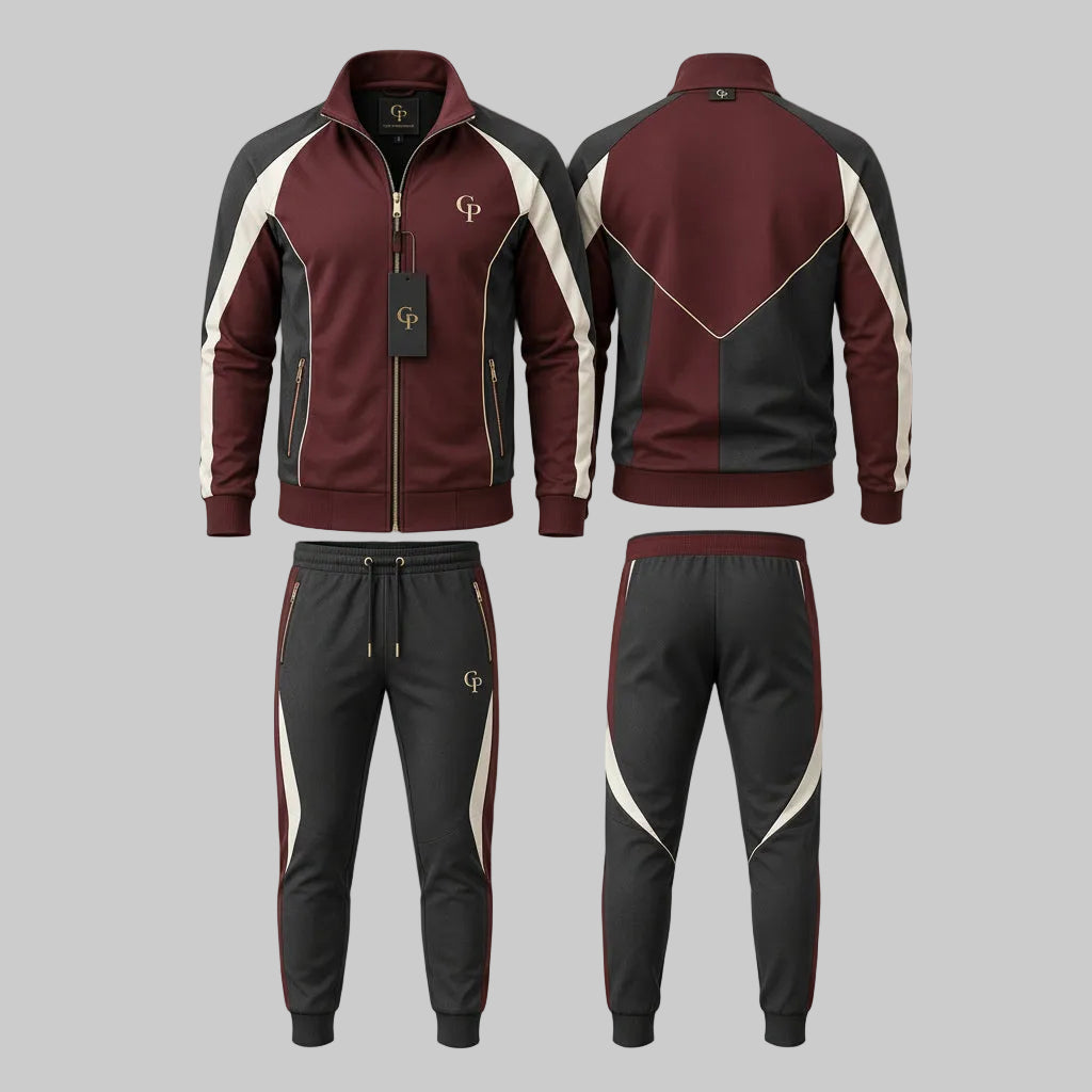 Gulposh Luxe Pro Performance Athletic Tracksuit (Maroon, Charcoal & Cream)