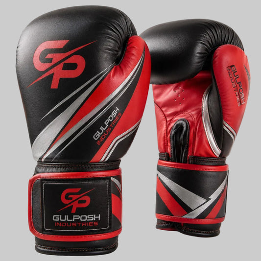 Gulposh Industries Aero-Speed Black & Red Boxing Gloves