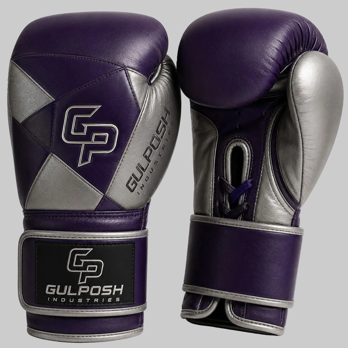 Gulposh Industries Apex-Geometric Purple & Silver Boxing Gloves