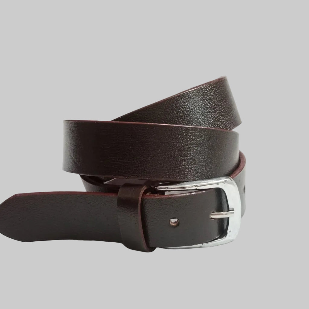 Gulposh Textured-Grain Genuine Leather Casual Belt (Dark Brown)