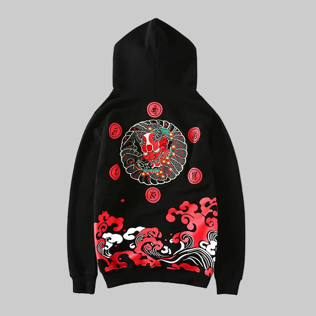 Men's Oni Soul "Great Wave" Embroidered Street wear Hoodie