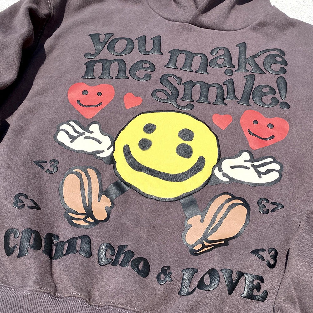 "You Make Me Smile" Oversized Graphic Hoodie