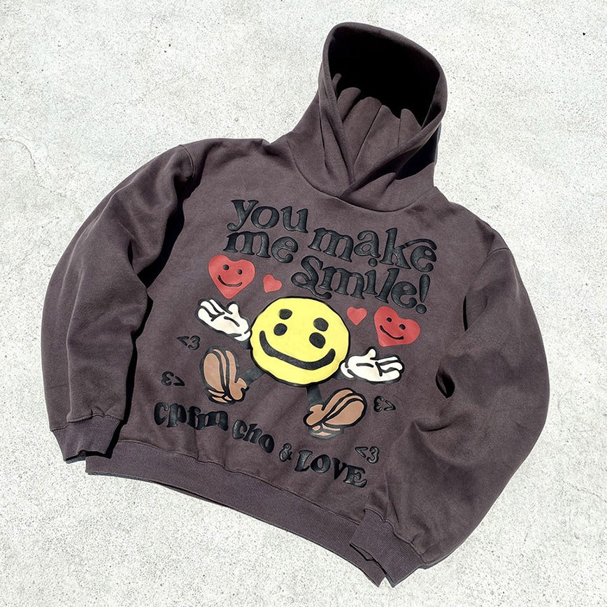 "You Make Me Smile" Oversized Graphic Hoodie
