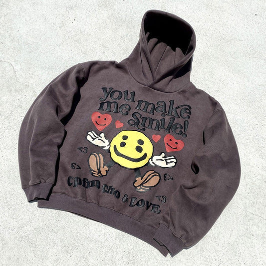 "You Make Me Smile" Oversized Graphic Hoodie