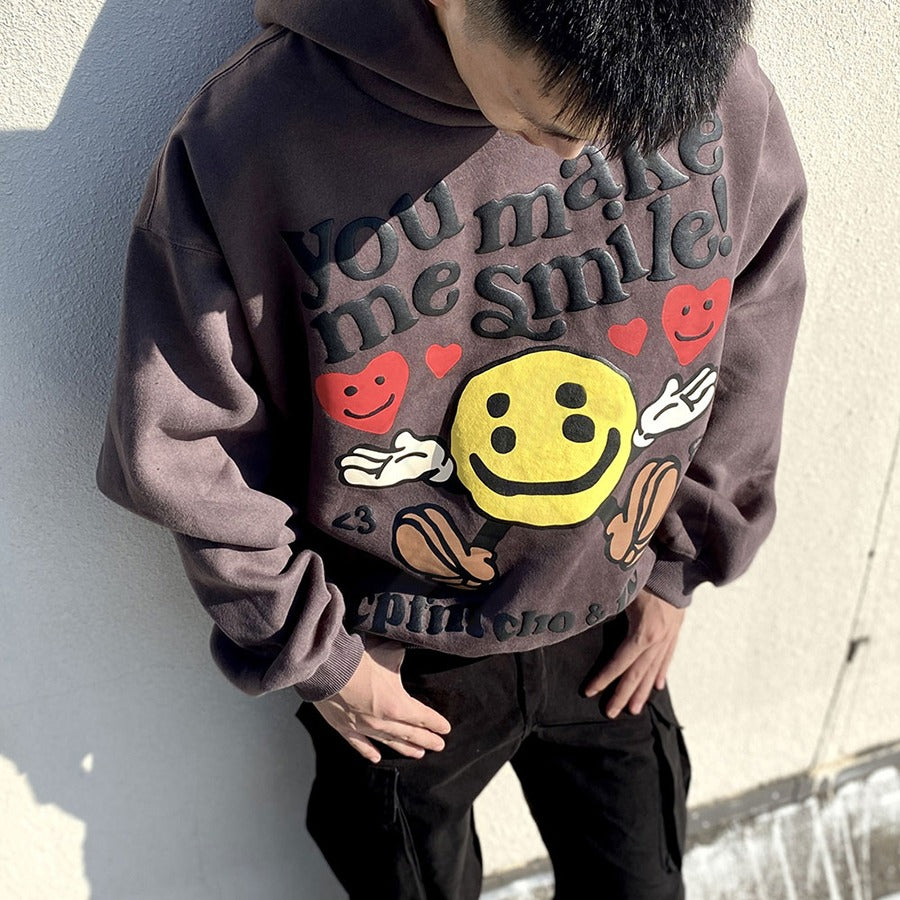 "You Make Me Smile" Oversized Graphic Hoodie
