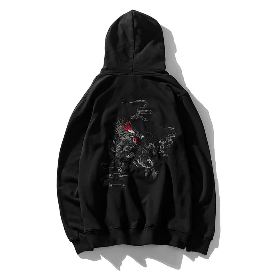 Mythic Dragon Embroidered Oversized Hoodie