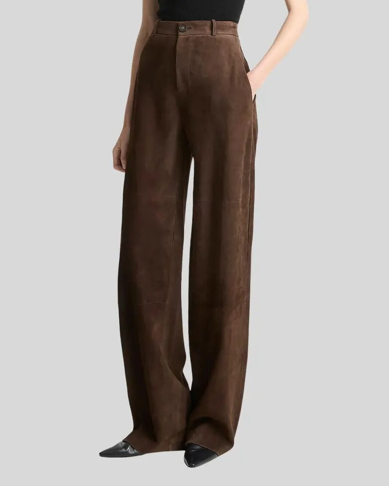 Gulposh Luxe "Earthy Horizon" Wide-Leg Suede Trousers