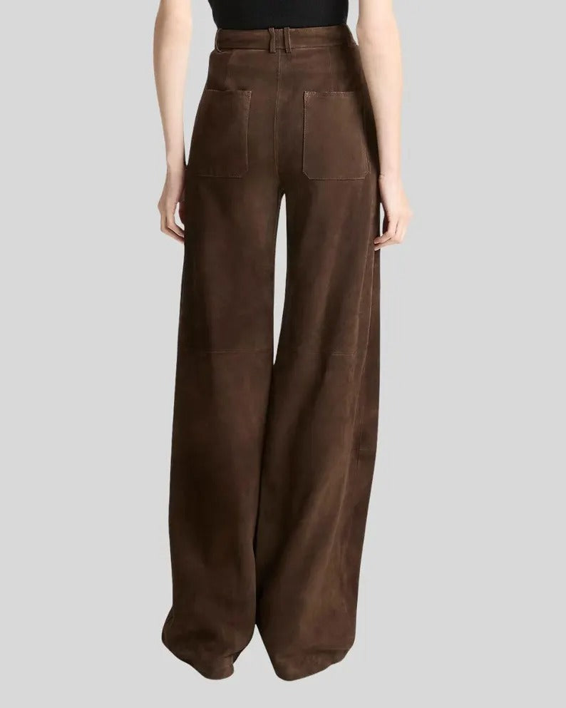 Gulposh Luxe "Earthy Horizon" Wide-Leg Suede Trousers
