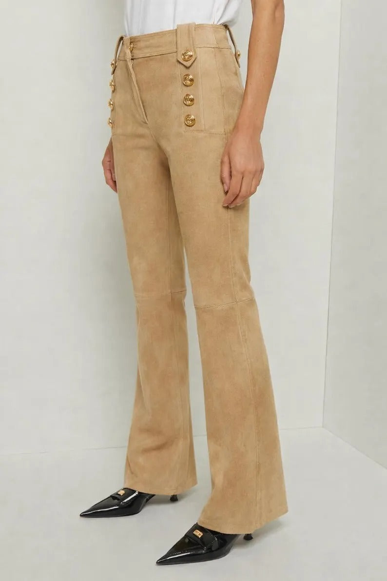 Gulposh Luxe "Heritage Sailor" Suede Flare Pants
