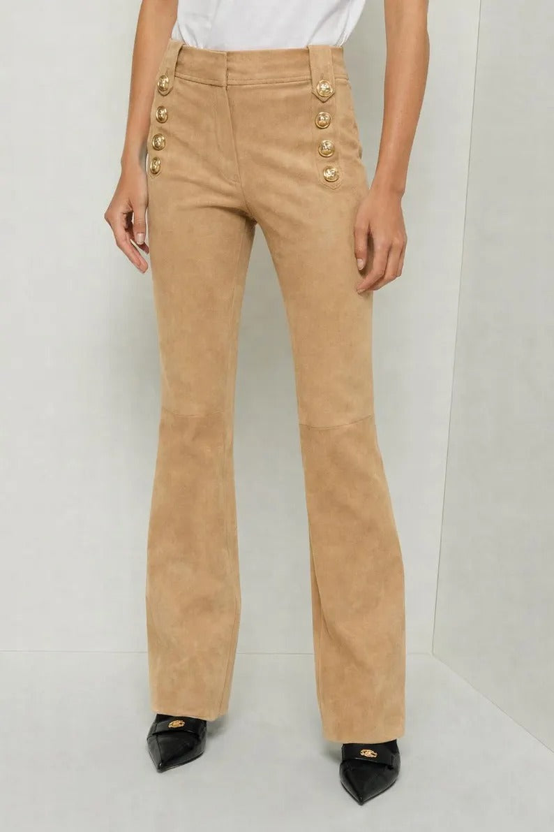 Gulposh Luxe "Heritage Sailor" Suede Flare Pants