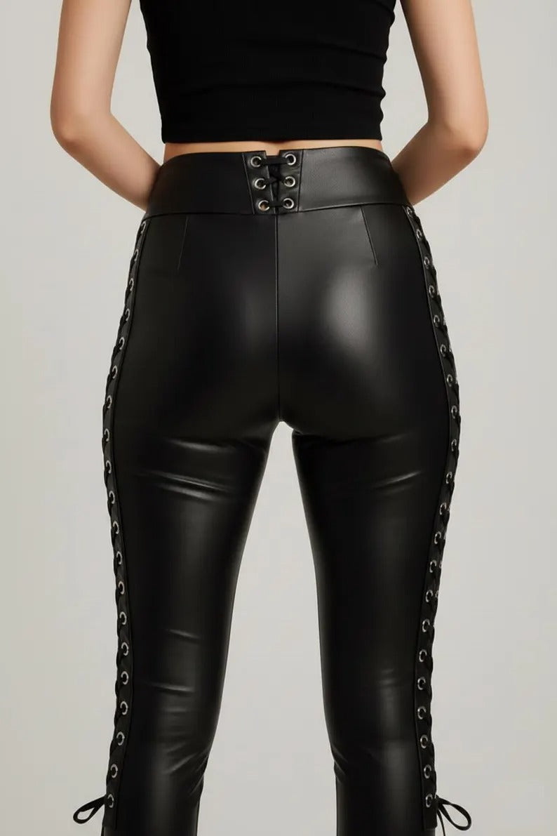 Gulposh Luxe "Vixen" Lace-Up Leather Leggings