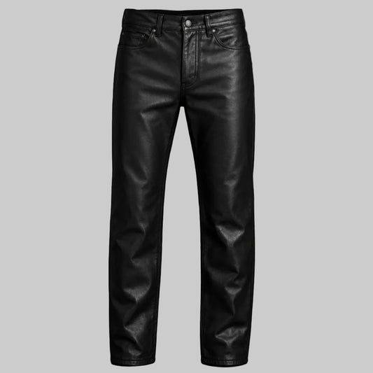 Men's Classic Slim-Straight Genuine Leather Pants