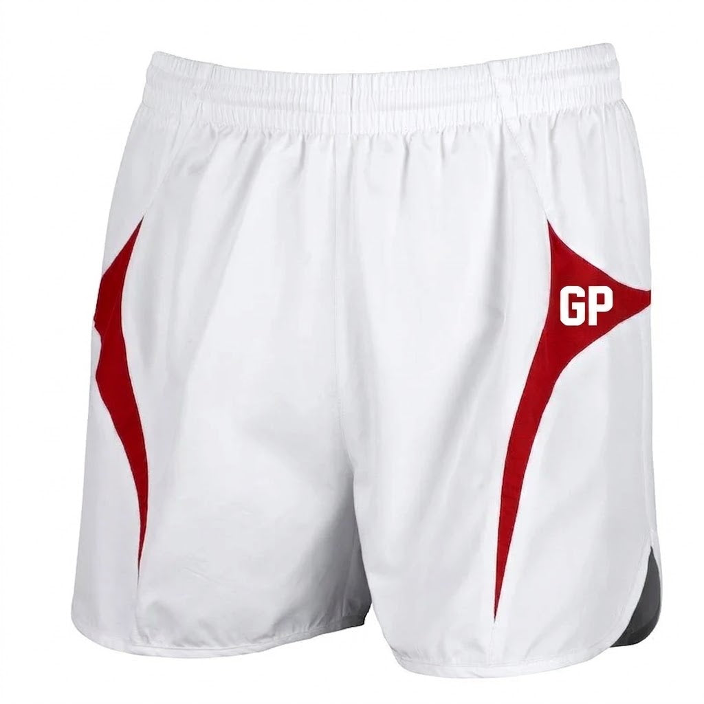 Gulposh Active Pro Training Shorts (Classic White / Crimson Team Edition).