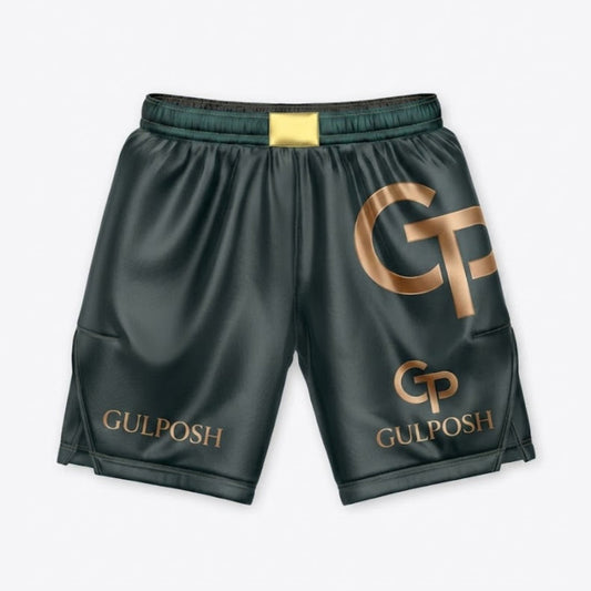 Gulposh Elite Pro Training & Combat Shorts (Dark Forest Green / Bronze Edition).