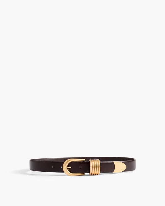 "Aurelian" Gold-Accent Leather Belt